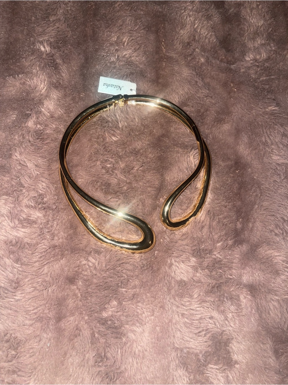 Gold Sculptural Collar Necklace - Statement Choker - Picture 2 of 2